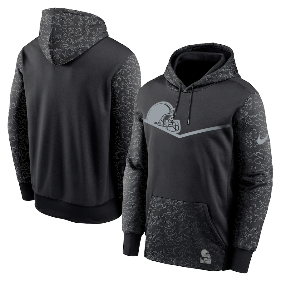 Men's Cleveland Browns Black Reflective Therma Hoodie Men's Cleveland Browns Black Reflective Therma Hoodie